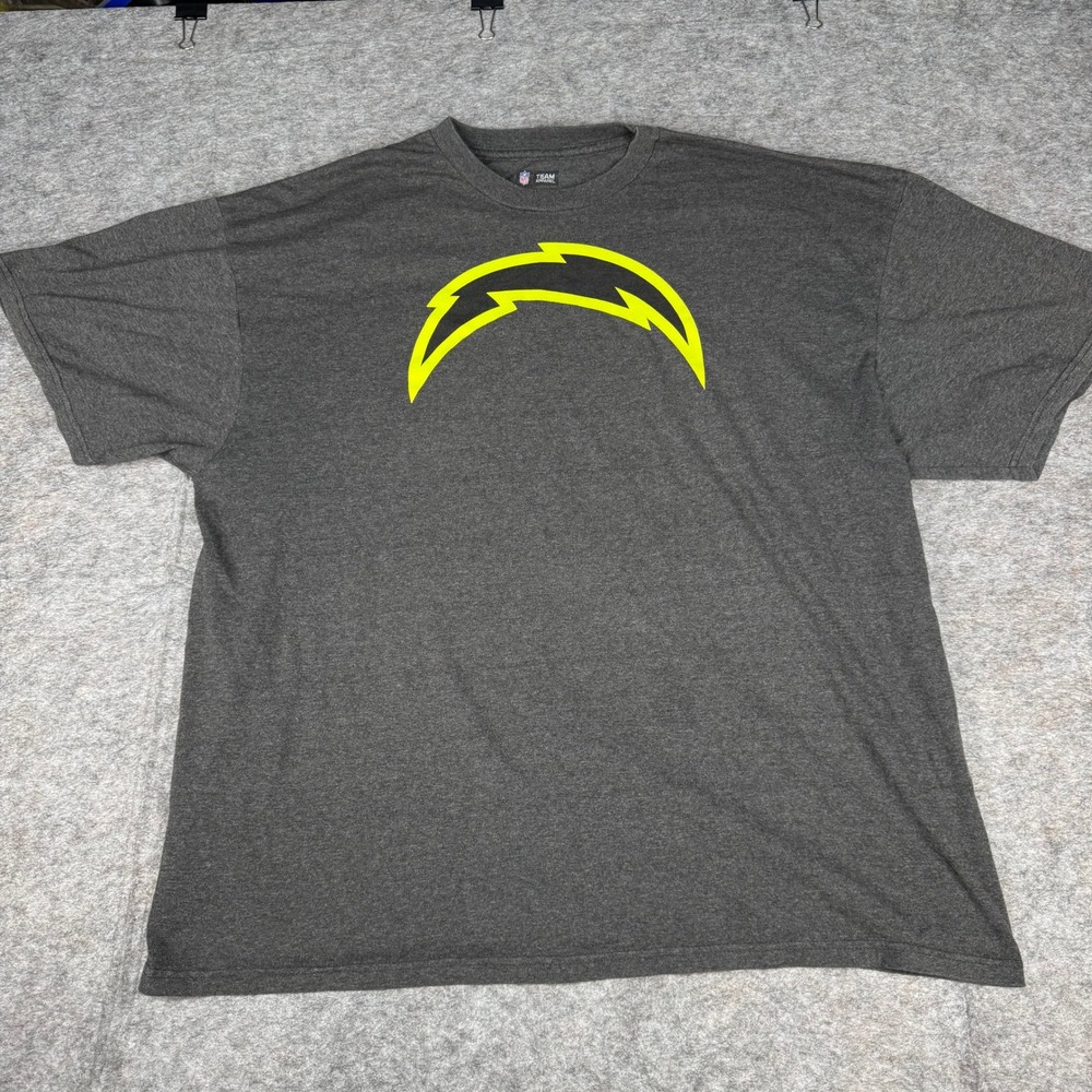 NFL Team Apparel Los Angeles Chargers T-Shirt Mens 2XL‎ Charcoal Grey Neon Logo